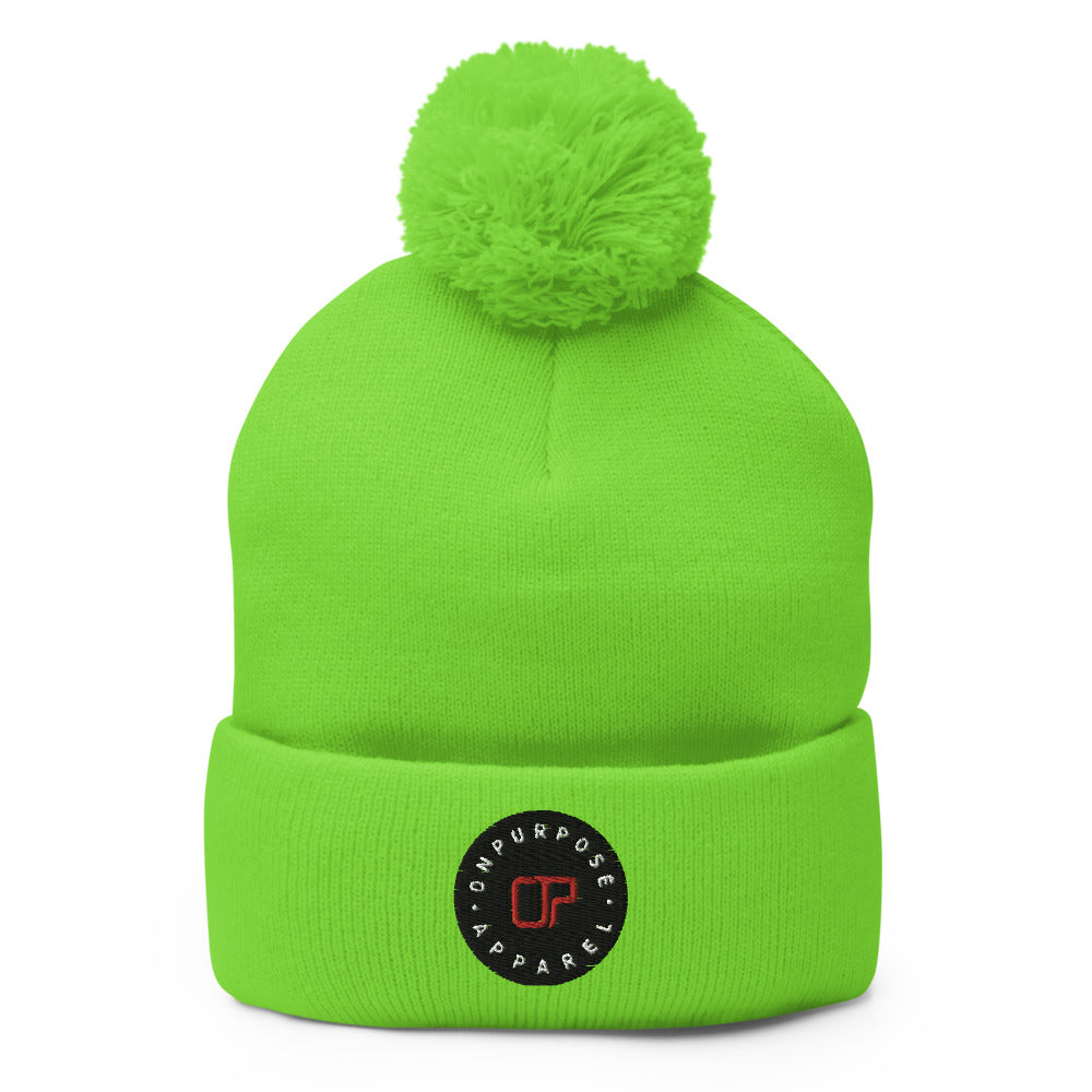 Beanie - Pom Pom in Green w/embroidered Dogs - Educational Outfitters -  Denver